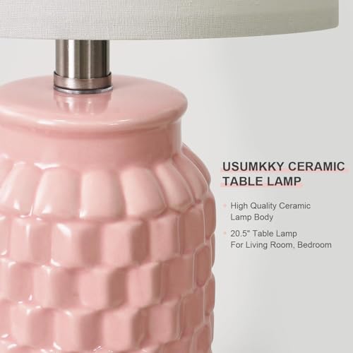 20.5" Pink Table Lamps Set of 2 (2 Count)
