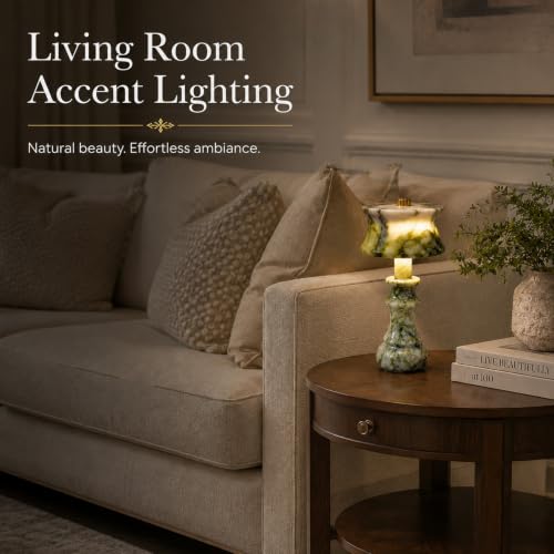 Cordless Green Marble Touch Lamp