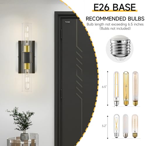 19" Black and Gold Wall Sconce