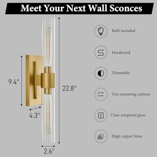 Champagne Brass Bathroom Wall Sconce