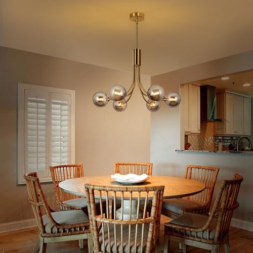 Mid Century Chandelier Modern Sputnik Dining Room Light Fxiture Globe 27in