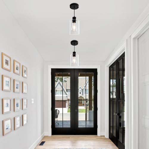 3 Pack Glass Pendant Lights Kitchen Island Black Hanging Light Fixtures
