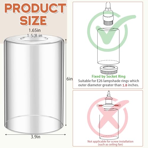 3 Pcs Clear Glossy Glass Lamp Shade 1 (3 Count)