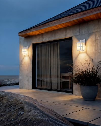 White Outdoor Waterproof Modern Patio Wall Light Fixtures Set of 2 (2 Count)