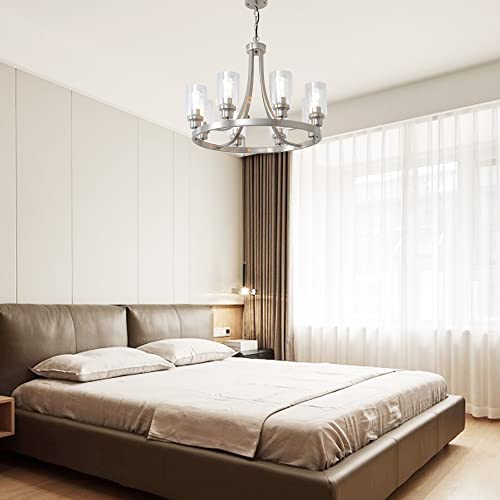 Modern Brushed Nickel Chandelier 8 Lights