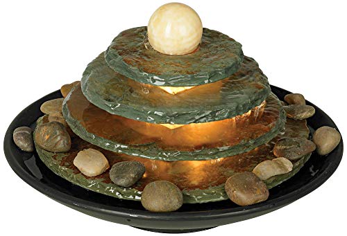 Pyramid 10" High Feng Shui Ball Lighted Table Indoor Small Fountain