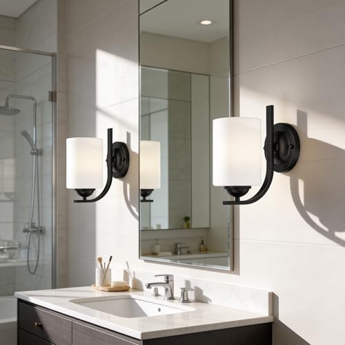 Black Wall Sconces Lights for Bathroom (2 Count)