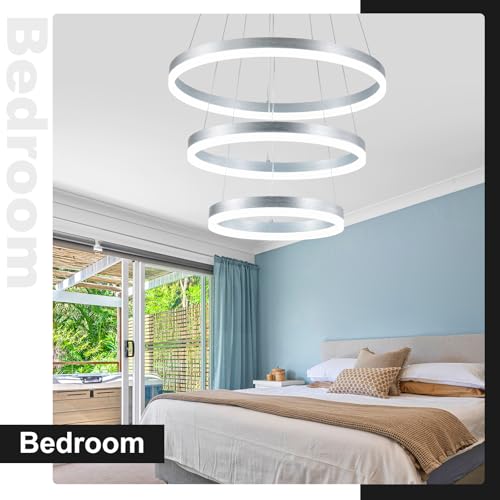 Dimmable 3 Ring LED Chandelier