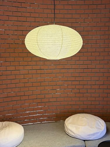 19.69Inch) Double-Layer Paper Lamp Shade, White Oblate Paper Lantern Pendant Light Shade,Bohemian Folding Ceiling light Shade, Paper Lantern Lamp Shade for Bedroom,Apartment (19.69inches)