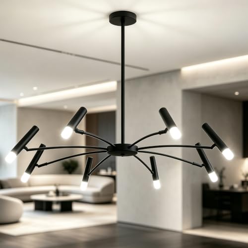8 Light Black Sputnik Chandelier
