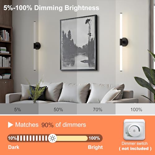 LED Bathroom Vanity Lights Black Wall Sconce Modern 30"