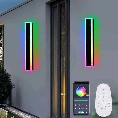 2 Pack 32 Inch Long Outdoor RGB Wall Light Waterproof IP65