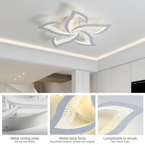 23" Modern Dimmable Flower LED Ceiling Light with Remote