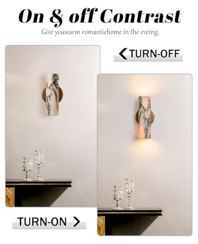 9.84" Natural Marble Wall Sconces Set of 2