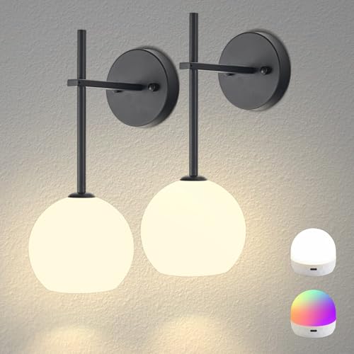 Black Battery Operated Wall Sconces Set of 2 (2 Count)