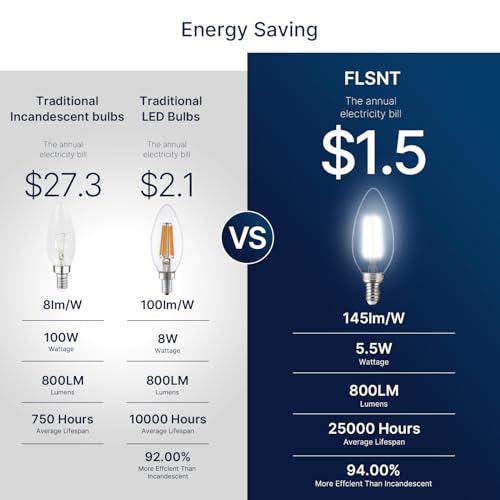 100W Equivalent Candelabra LED Bulbs 5000K Daylight (12 Count)