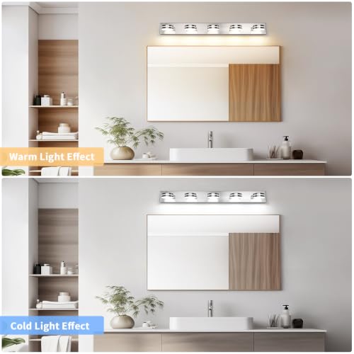 LED Brushed Nickel Bathroom Vanity Lights 5 Light 40.55in