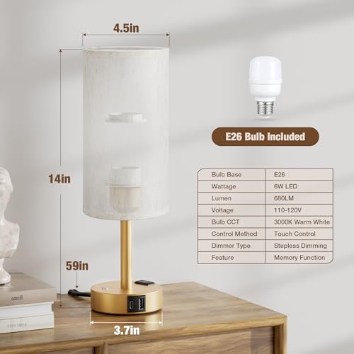 Gold Touch Bedside Lamp for Bedroom