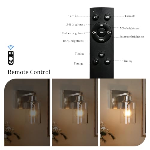 Wireless Battery Operated Wall Sconce Set of 2 with Remote Control (2 Count)
