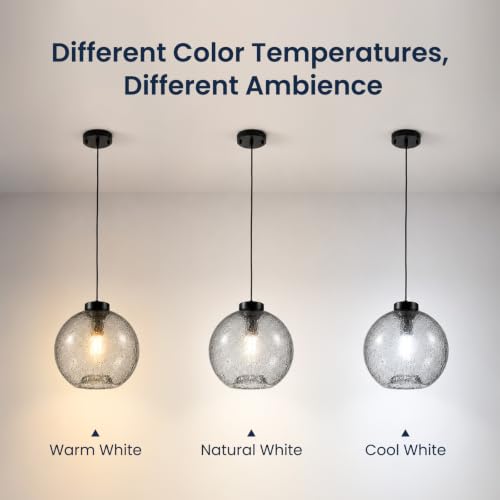 11.8" Black Grey Globe Seeded Glass Kitchen Island Pendant Light