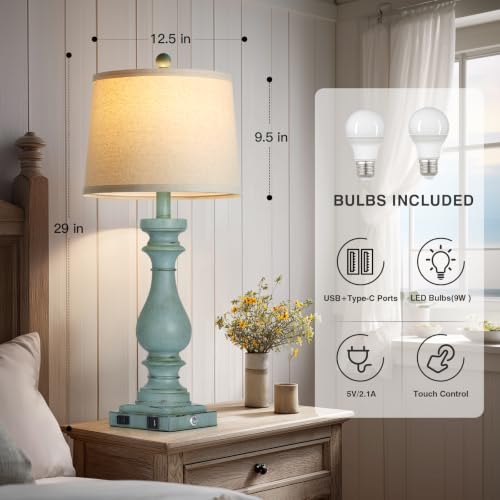 Coastal Blue Table Lamp Set of 2 (Blue)