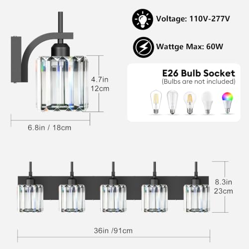 Black Vanity Light (Black / 5-Light)