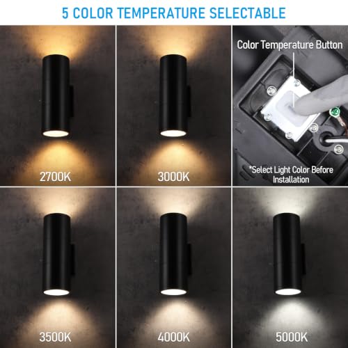 4 Pack 12 Inch 5CCT LED Cylinder Up Down Wall Light Outdoor (4 Count)