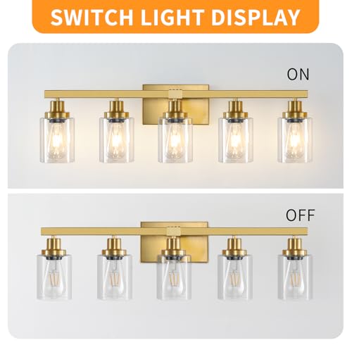 5 Light Gold Bathroom Vanity Light
