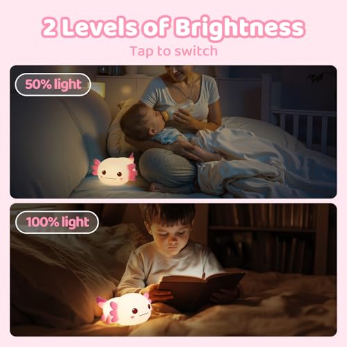 Huggwaii Squishy Axolotl Night Light for Kids
