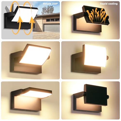 3 Pack Outdoor LED Wall Lights 40W Black Flood Lights 350°Rotation Exterior Lighting Fixture Commercial Security 3000K Waterporof for Barn Yard Garage Building Area Backyard (3 Count)