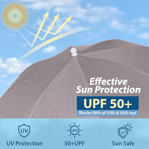 Chair Umbrella with Universal Clamp Adjustable 47 inches and 360° Swivel & UPF 50+ Protection Portable Sun Umbrella (2 Count)