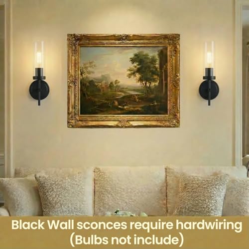 Hardwired Black Wall Sconce Set of 2 Bathroom Sconces Vanity Light
