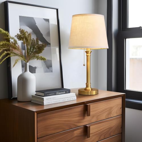 19.5” Brass Gold Small Table Lamps Set of 2 for Living Room Bedroom