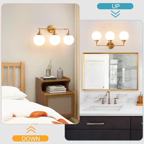 Brushed Gold Bathroom Light Fixtures Over Mirror Vanity 3