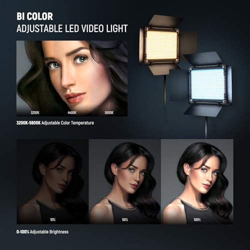 Bi Color LED Studio Light with Tripod Stand Barndoors