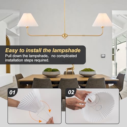 2 Light Gold Linear Chandelier with White Fabric Shade (2 Count)