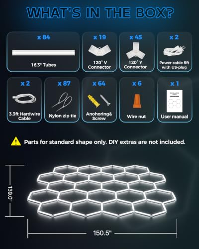 Hexagon Garage Lights 22 Grids (22-Girds)