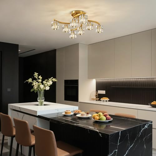 Gold Semi Flush Mount Ceiling Light Fixture