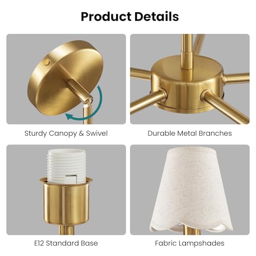KAISITE Modern Gold Chandelier 5-Light Farmhouse Chandelier for Dining Room Industrial Dining Kitchen Light Fixture Over Table Ceiling Chandelier for Bedroom Living Room Foyer Entryway