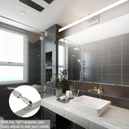 48inch Brushed Nickel Bathroom Llight Fixtures LED Vanity Light Adjustable Modern Vanity Lights Over Mirror Rotatable Lighting 5500K