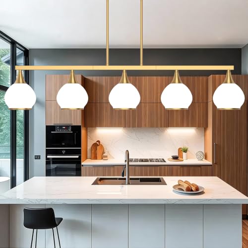 Brushed Gold Kitchen Island Linear Pendant Light