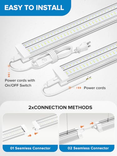 Commercial grade 10000LM 5000K 60W Linkable 4 Foot Led Shop Lights for Shop (4 Count)