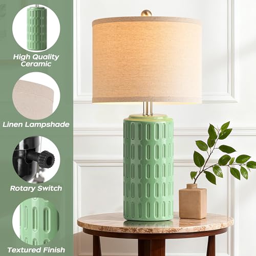 23" Farmhouse Modern Ceramic Table Lamp Set of 2 (2 Count)