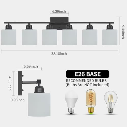 6 Light Black Vanity Lights for Bathroom