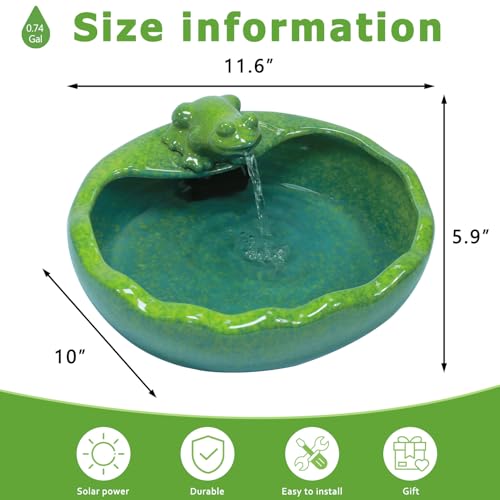 Ceramic Solar Fountain Outdoor with Battery Backup