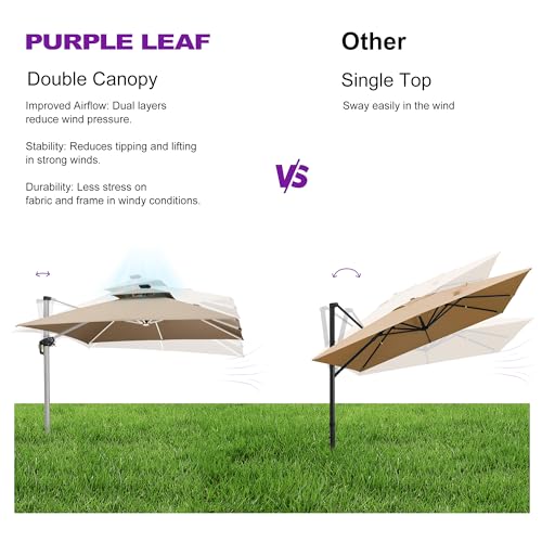Cantilever Umbrella 11'X11' Double Top Solar LED Light