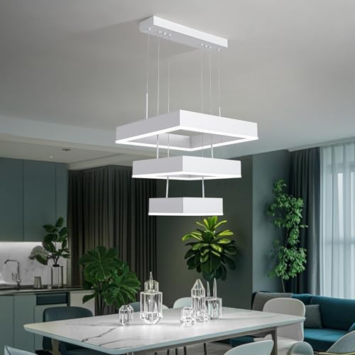 Modern LED Chandelier White 3 Ring Pendant Light Fixtures