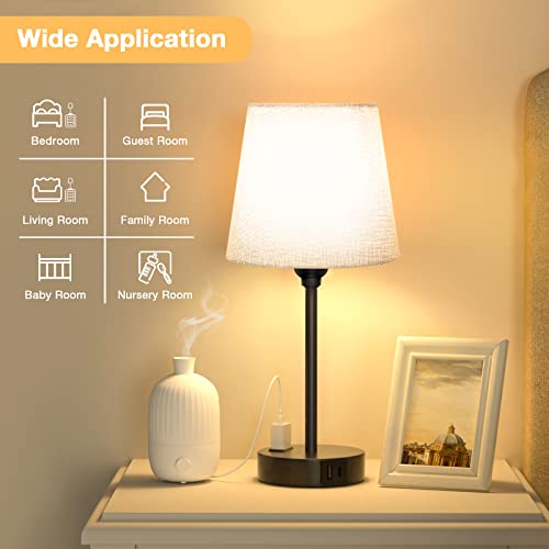Grey Bedside Lamps Set 2 for Bedroom (2 Count)