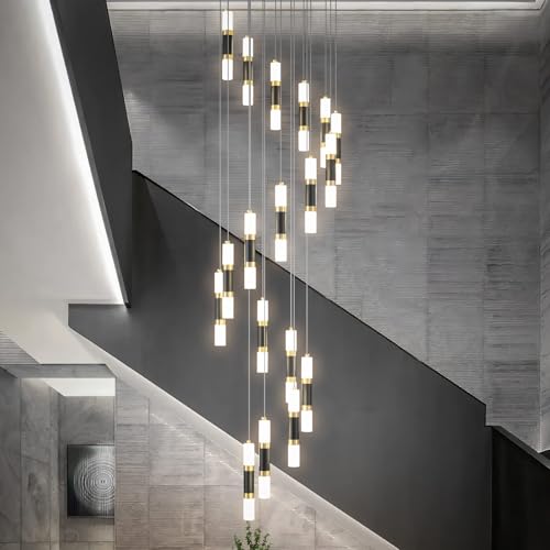 18 Light Modern Kitchen Island Black Gold Ceiling Pendant Light Dimmable LED 108W Staircase Large Chandelier Lobby Living Room Bedroom Foyer High Ceiling Chandelier
