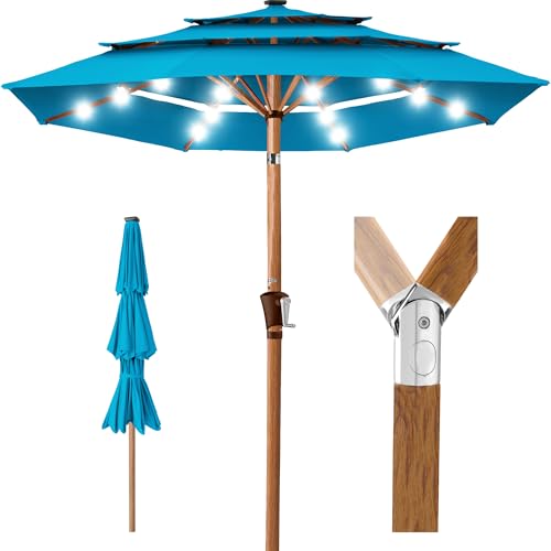 10ft 3 Tier Solar Patio Market Umbrella